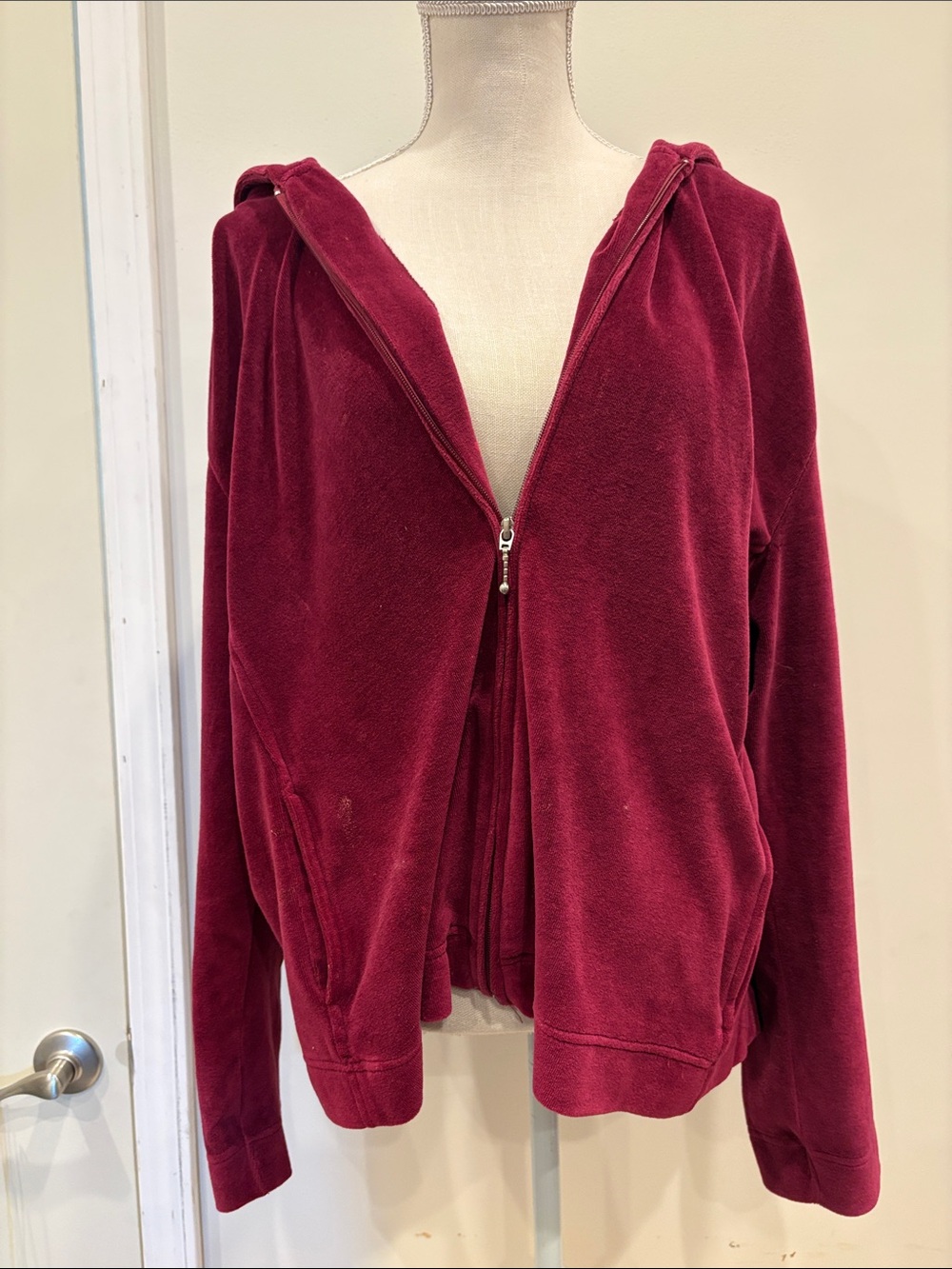 Y2K Bobbie Brooks Burgundy Zip up Sweat Jacket, Women's XL